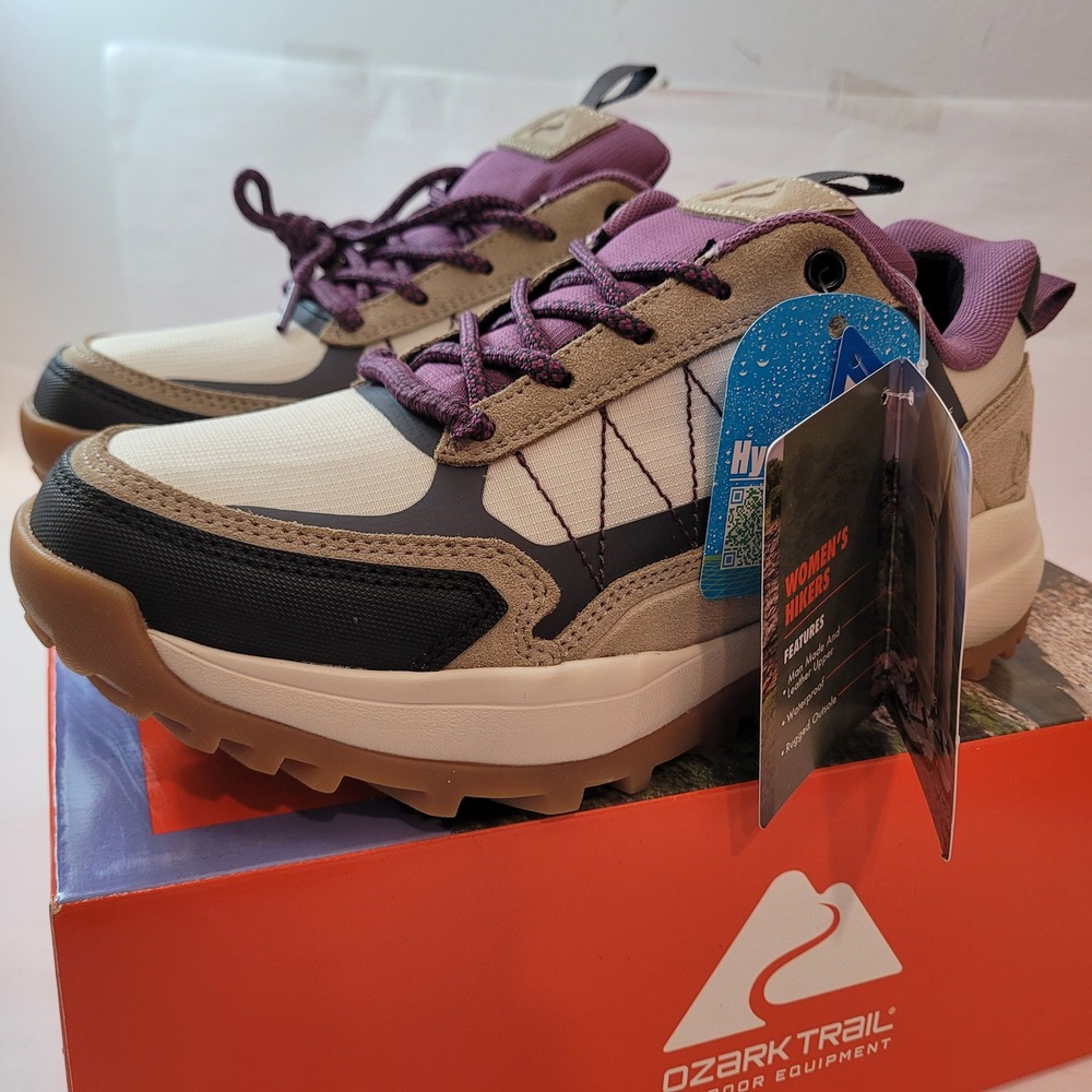 Ozark Trail Hiking Shoes Womens 7 Waterproof Low Top Beige Purple WMOT25GX001 - Picture 5 of 9